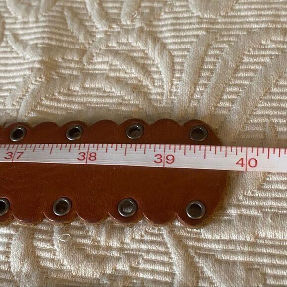 Fossil Nautical Coin Accented Brown Leather Belt Western Size Medium - Picture 5 of 7